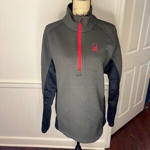Spyder Men's Green and Black Zip-Up Sweater‎